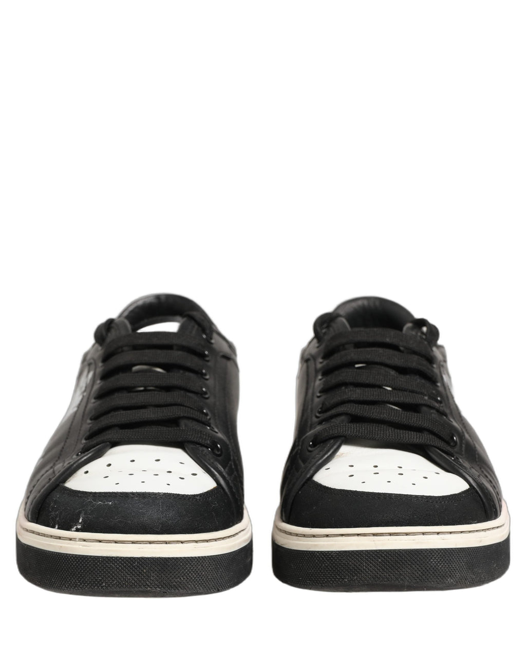 Dolce & Gabbana Black Leather Crown Milano Men Sneakers Shoes