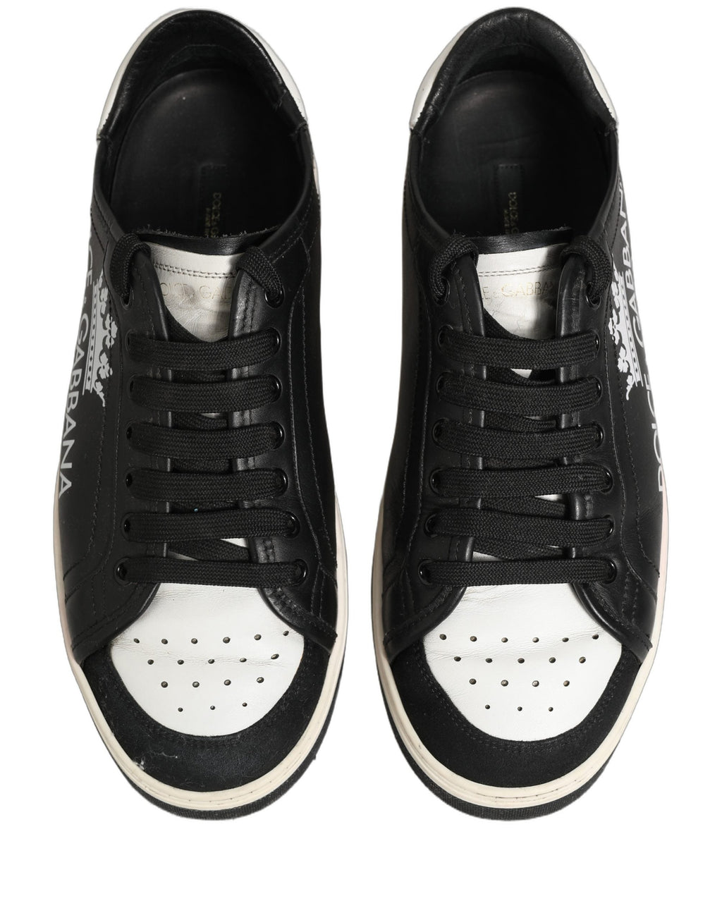 Dolce & Gabbana Black Leather Crown Milano Men Sneakers Shoes