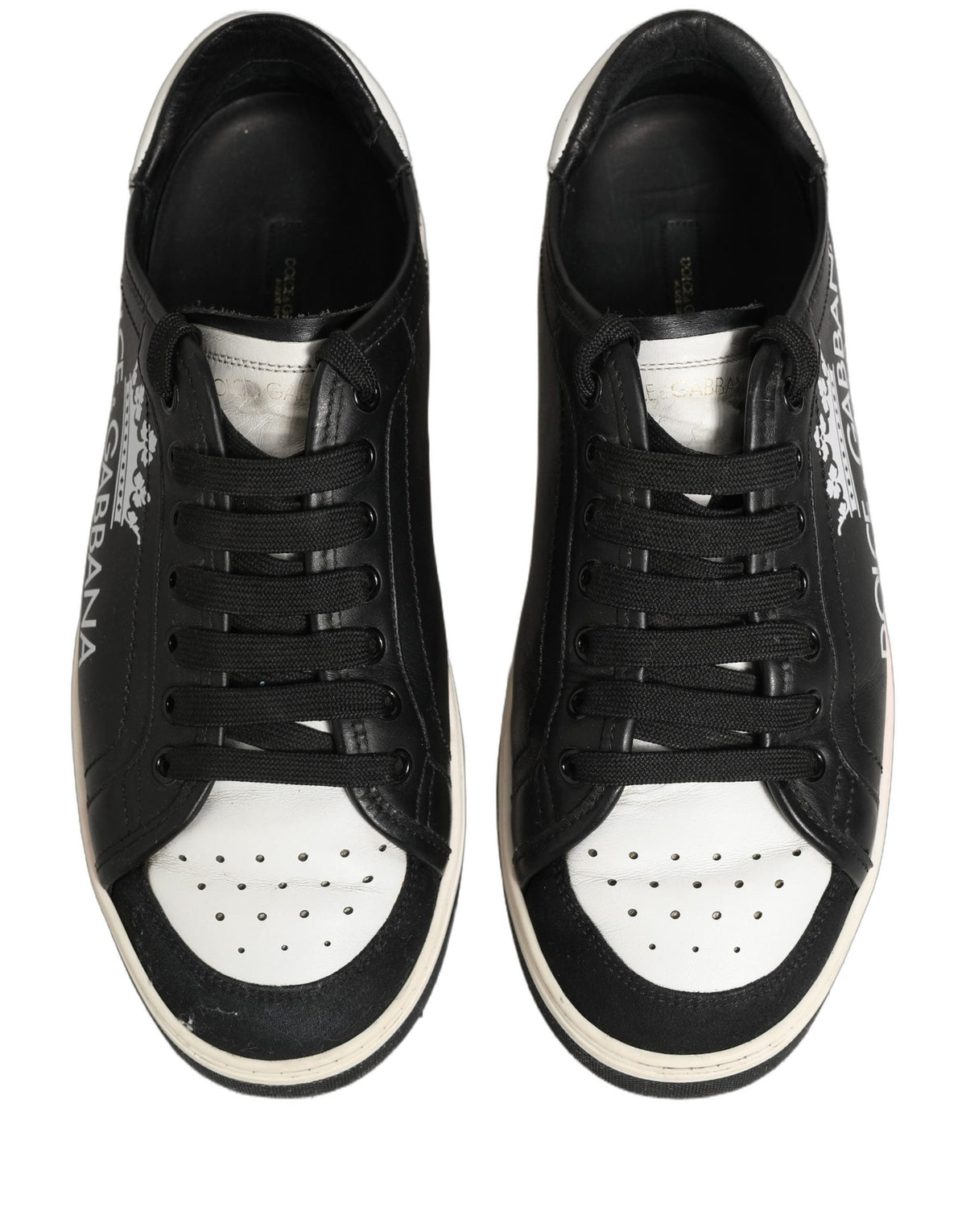 Dolce & Gabbana Black Leather Crown Milano Men Sneakers Shoes