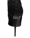 Dolce & Gabbana Black Taormina Lace Socks Boots Pumps Shoes