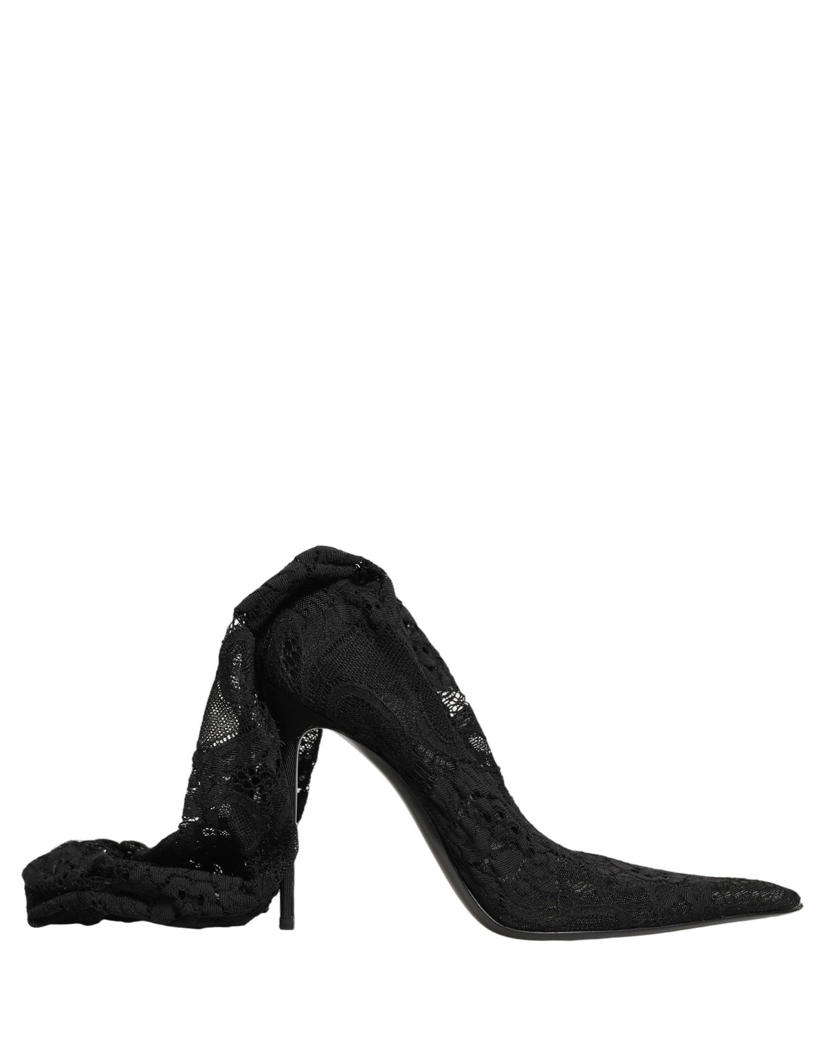 Dolce & Gabbana Black Taormina Lace Socks Boots Pumps Shoes