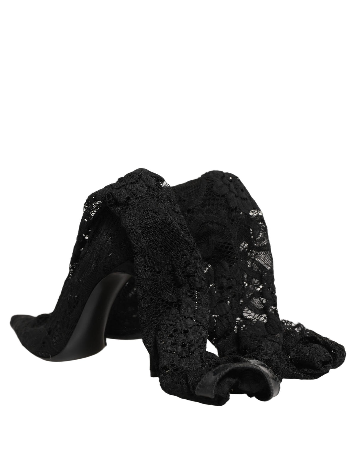 Dolce & Gabbana Black Taormina Lace Socks Boots Pumps Shoes