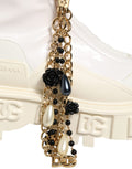 Dolce & Gabbana White Leather Rubber Logo Ankle Boots Shoes