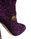 Dolce & Gabbana Purple Crystal Lurex Fantasy Boots Shoes