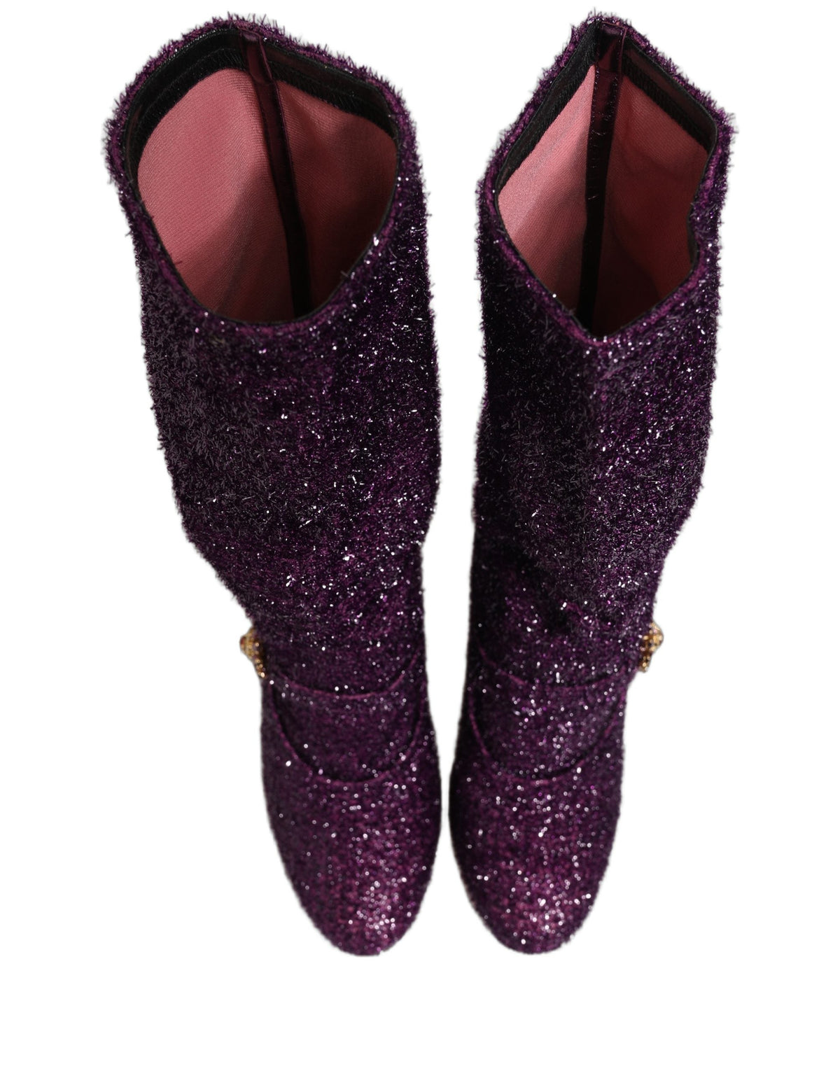 Dolce & Gabbana Purple Crystal Lurex Fantasy Boots Shoes