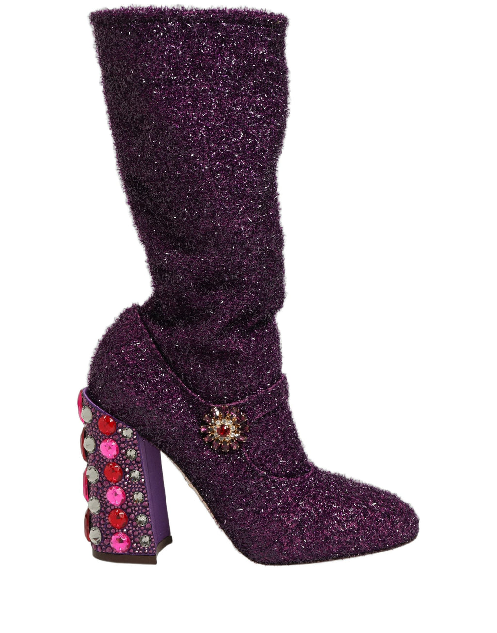 Dolce & Gabbana Purple Crystal Lurex Fantasy Boots Shoes