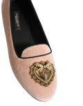 Dolce & Gabbana Pink Velvet Devotion Loafers Flats Shoes