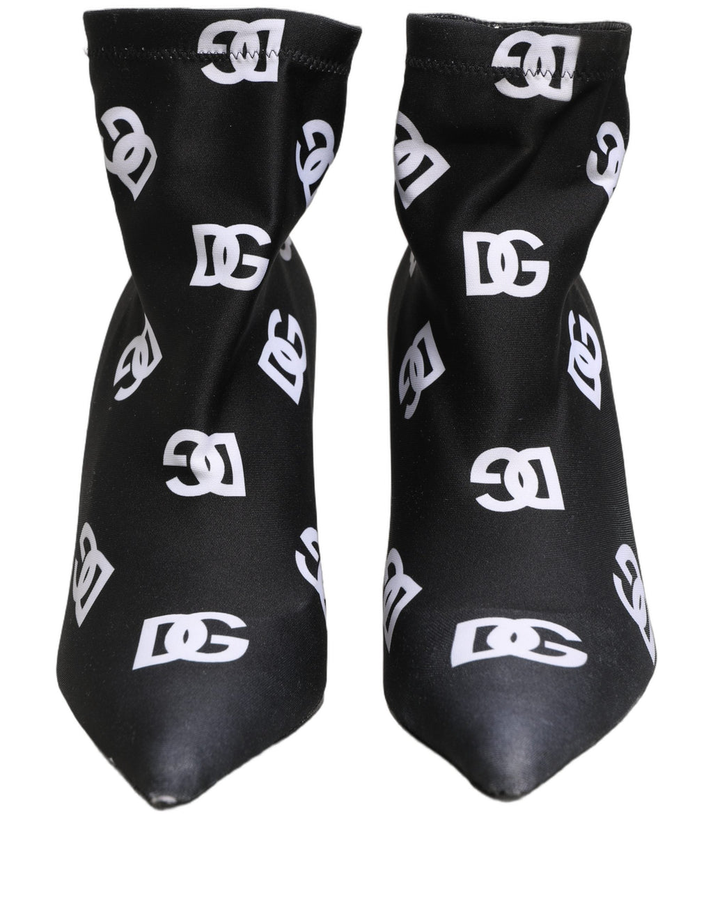 Dolce & Gabbana Black Logo Stretch Heels Ankle Boots Shoes