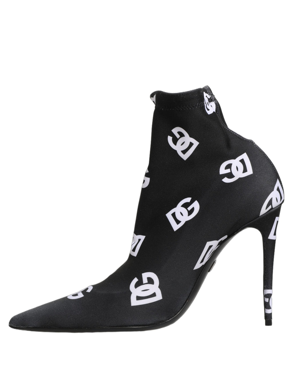 Dolce & Gabbana Black Logo Stretch Heels Ankle Boots Shoes