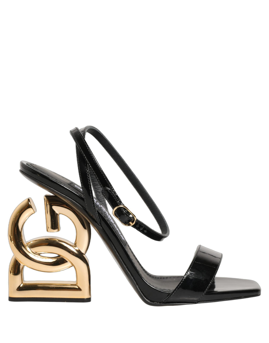 Dolce & Gabbana Black Leather Ankle Strap Heels Sandals Shoes