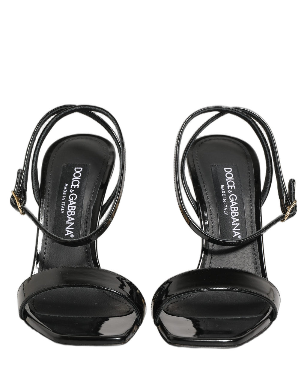 Dolce & Gabbana Black Leather Ankle Strap Heels Sandals Shoes