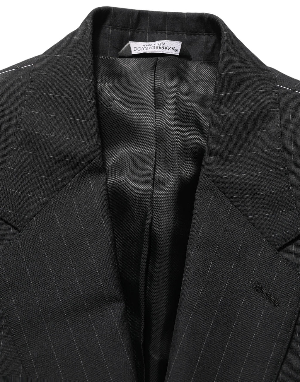 Dolce & Gabbana Dark Gray Stripes Wool Single Breasted Blazer