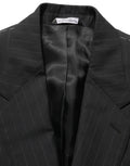 Dolce & Gabbana Dark Gray Stripes Wool Single Breasted Blazer