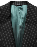 Dolce & Gabbana Dark Gray Stripes Wool Single Breasted Blazer