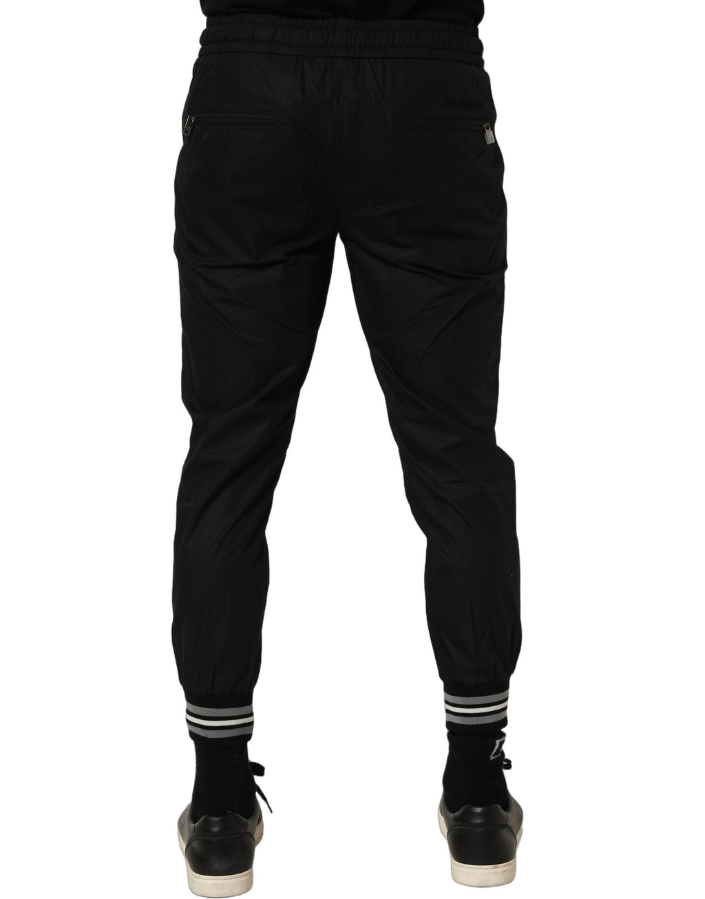 Dolce & Gabbana Black Cotton Mid Waist Jogger Sweatpants Pants