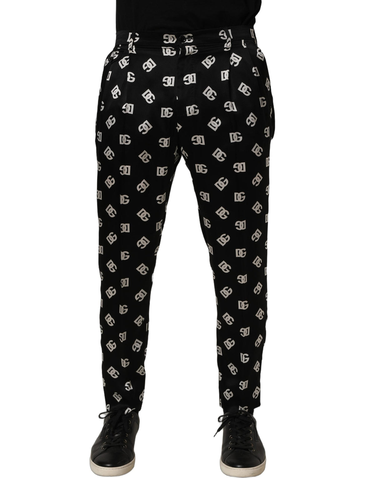 Dolce & Gabbana Black Silk Skinny Leg Dress Men Trouser Pants