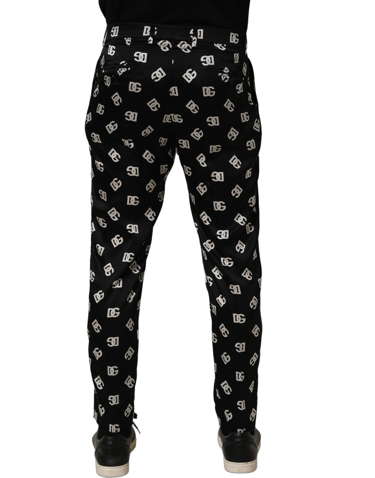 Dolce & Gabbana Black Silk Skinny Leg Dress Men Trouser Pants