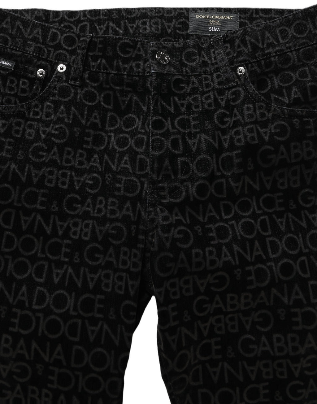 Dolce & Gabbana Black Logo Monogram Cotton Slim Denim Jeans
