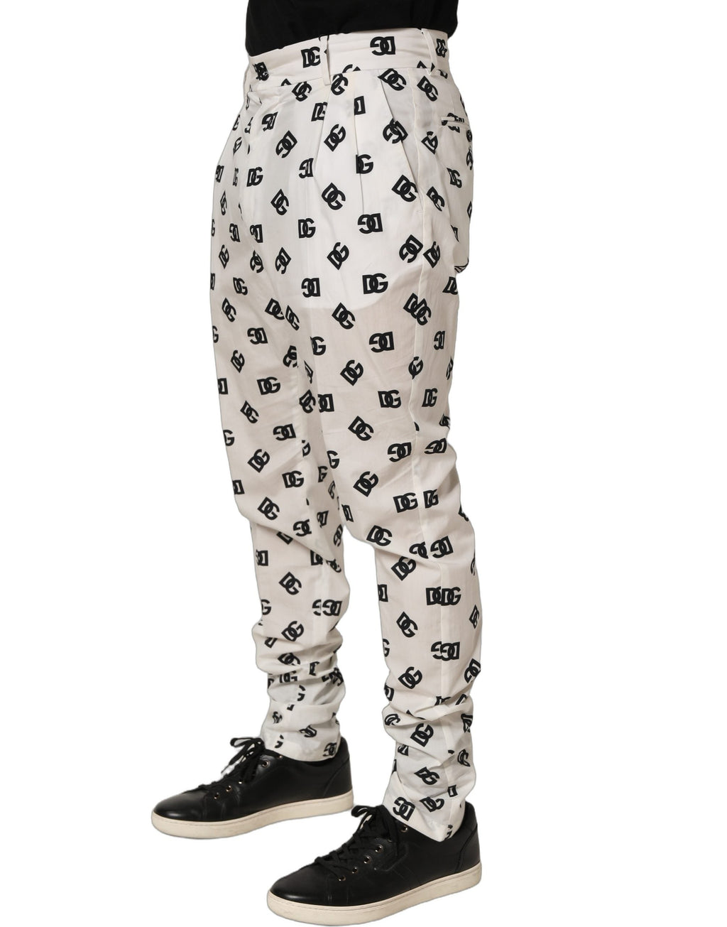 Dolce & Gabbana White Logo Skinny Leg Dress Men Trouser Pants