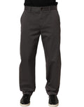 Dolce & Gabbana Dark Gray Cotton Straight Chino Trouser Pants