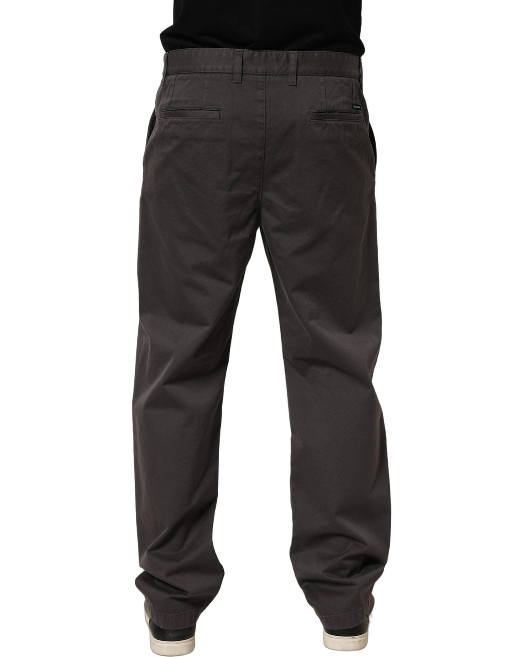Dolce & Gabbana Dark Gray Cotton Straight Chino Trouser Pants