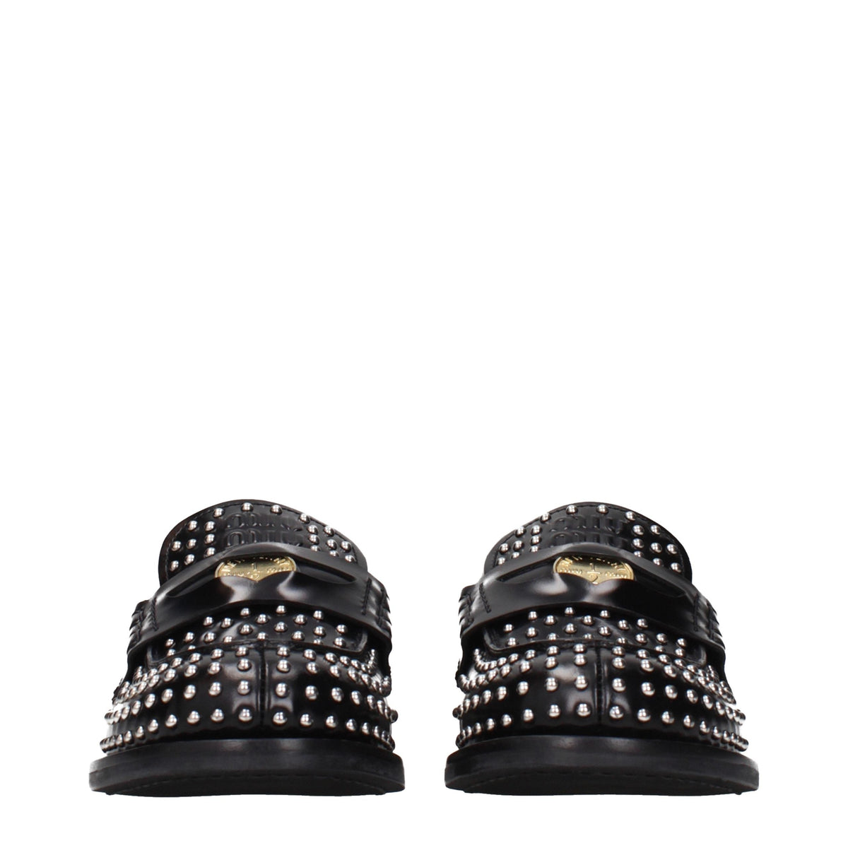 Miu Miu Black Leather Slip-On Loafers