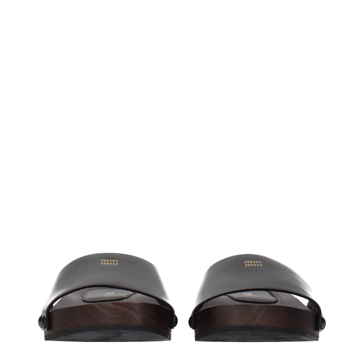 Miu Miu Black Leather Slippers
