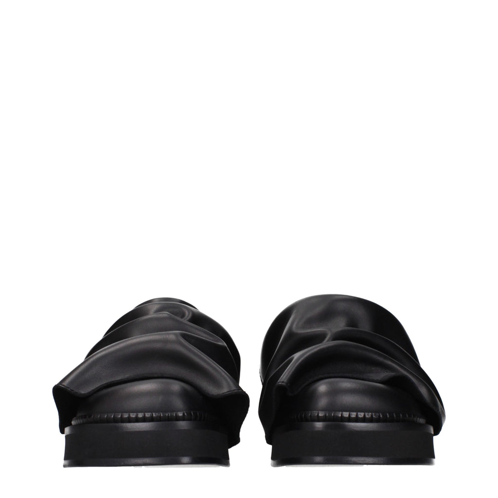 The Attico Black Leather Slippers