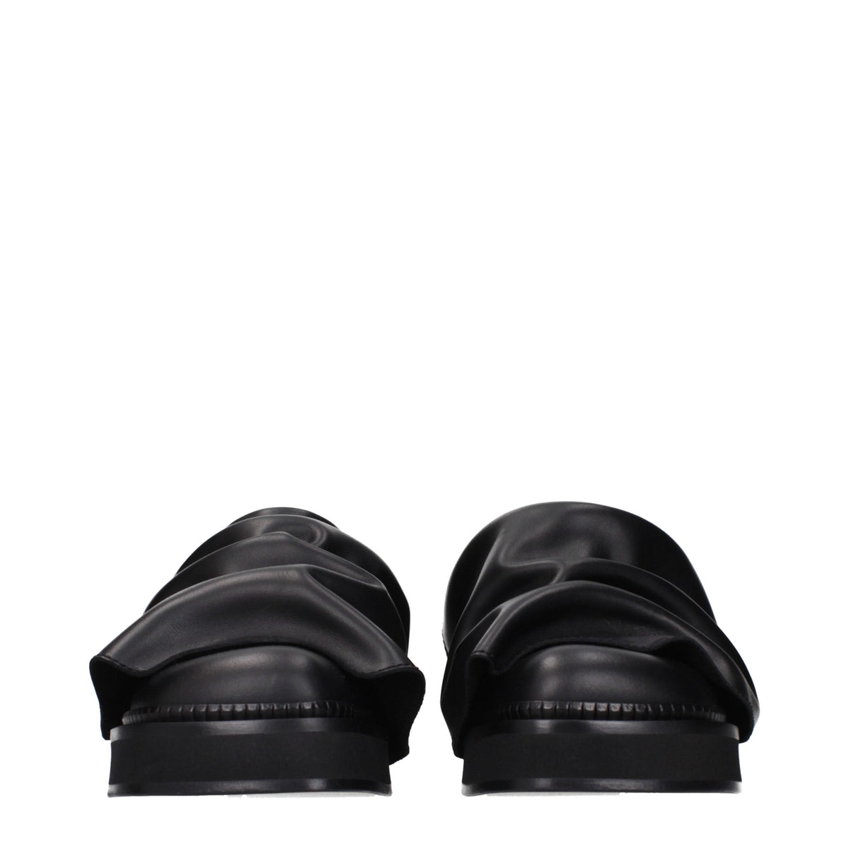 The Attico Black Leather Slippers