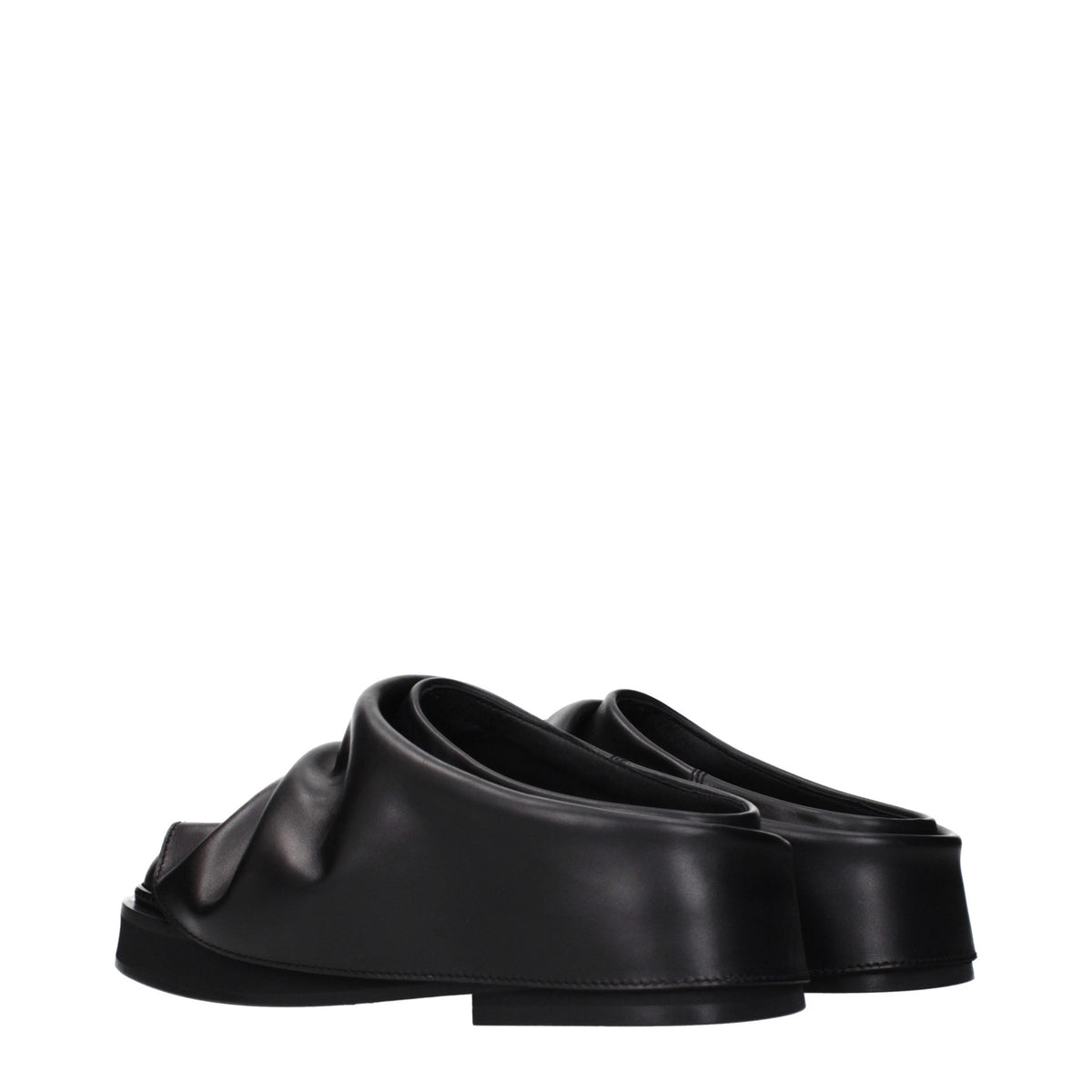 The Attico Black Leather Slippers