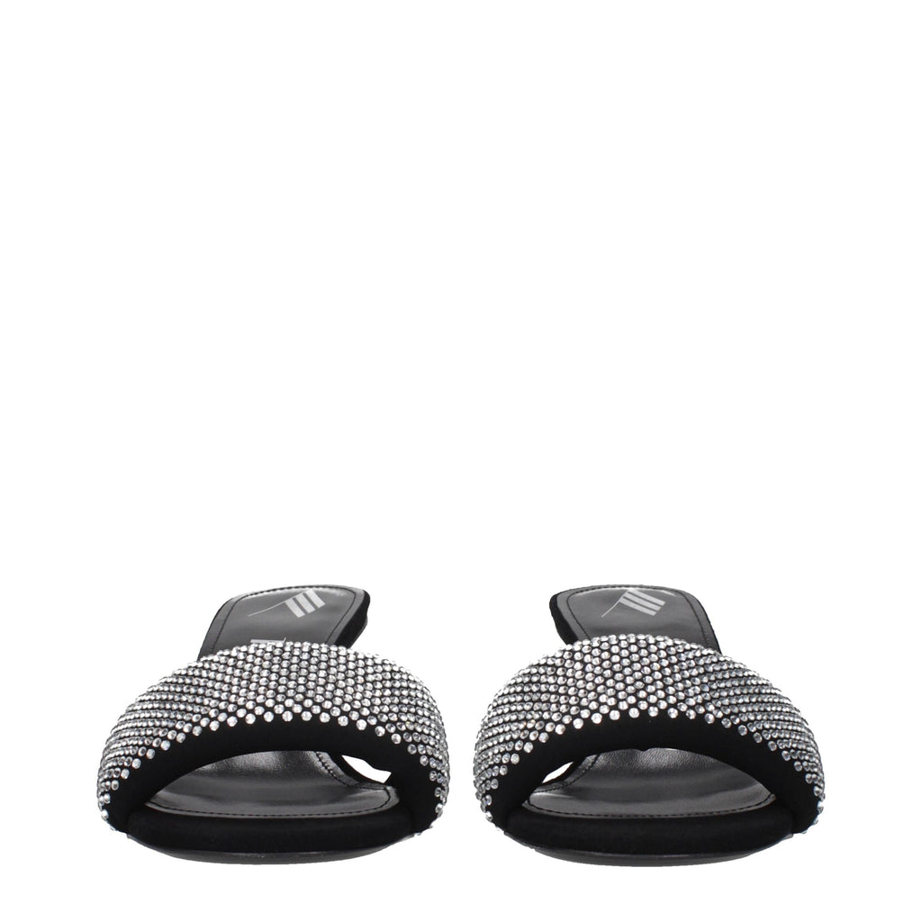 The Attico Black Fabric Stiletto Heel Sandals