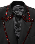Dolce & Gabbana Black Wool Crystal Embellished 2 Piece Suit