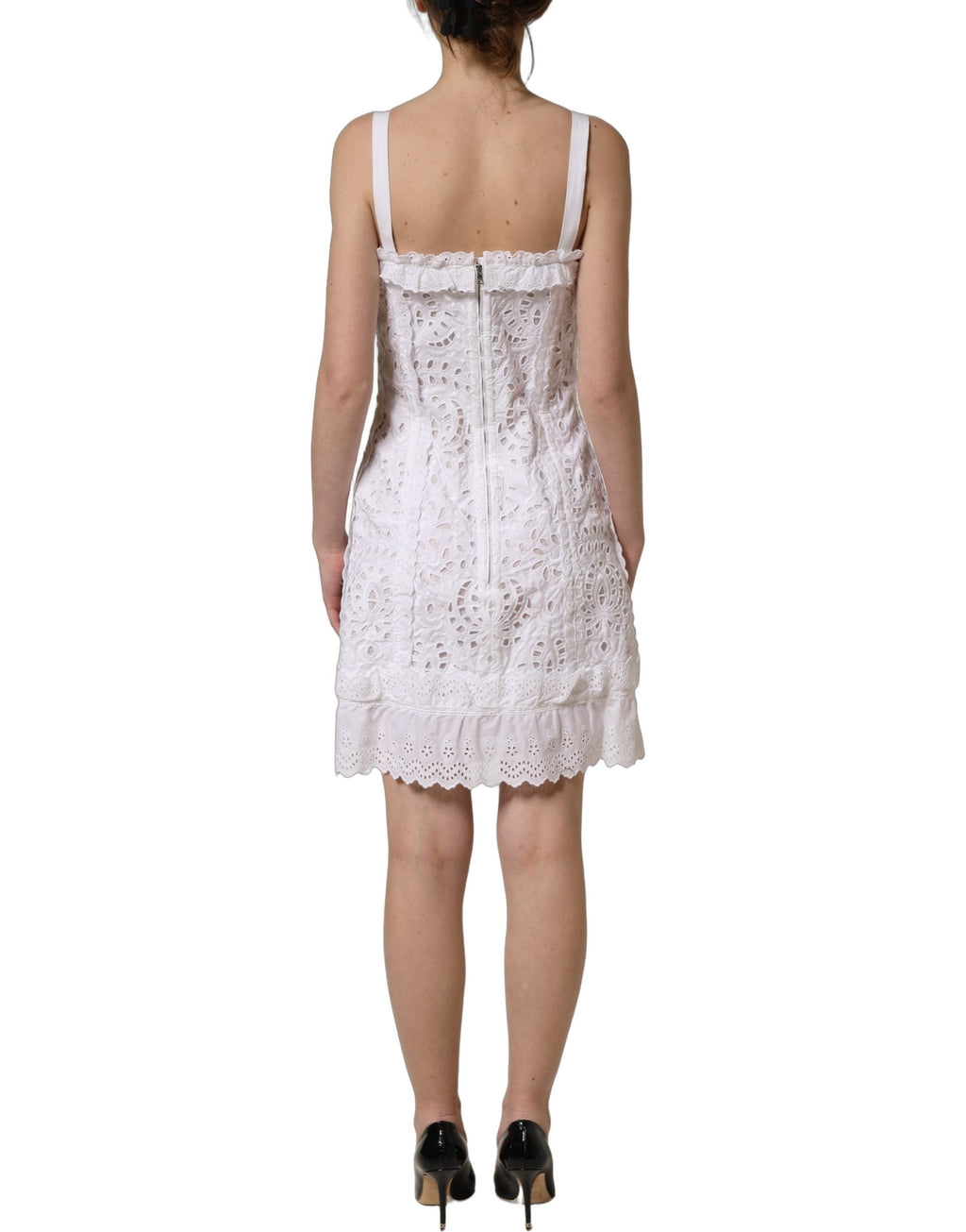 Dolce & Gabbana White Broderie Anglaise Cotton Mini Dress