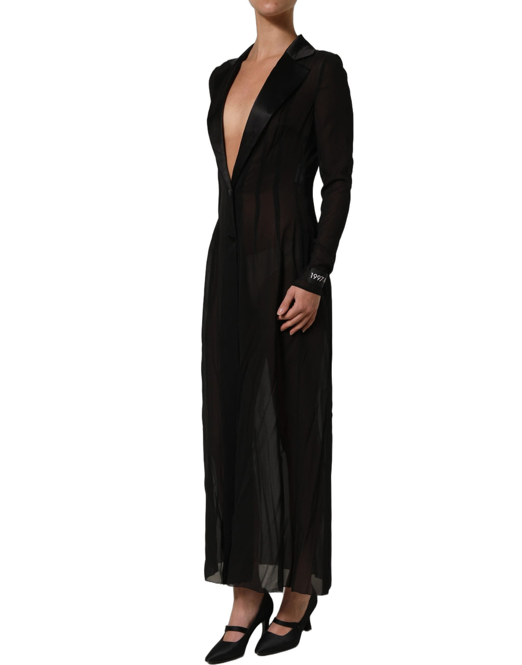 Dolce & Gabbana Black Silk Sheer Chiffon Long Maxi Dress