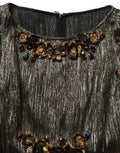 Dolce & Gabbana Metallic Gold Embellished Tiered Midi Dress