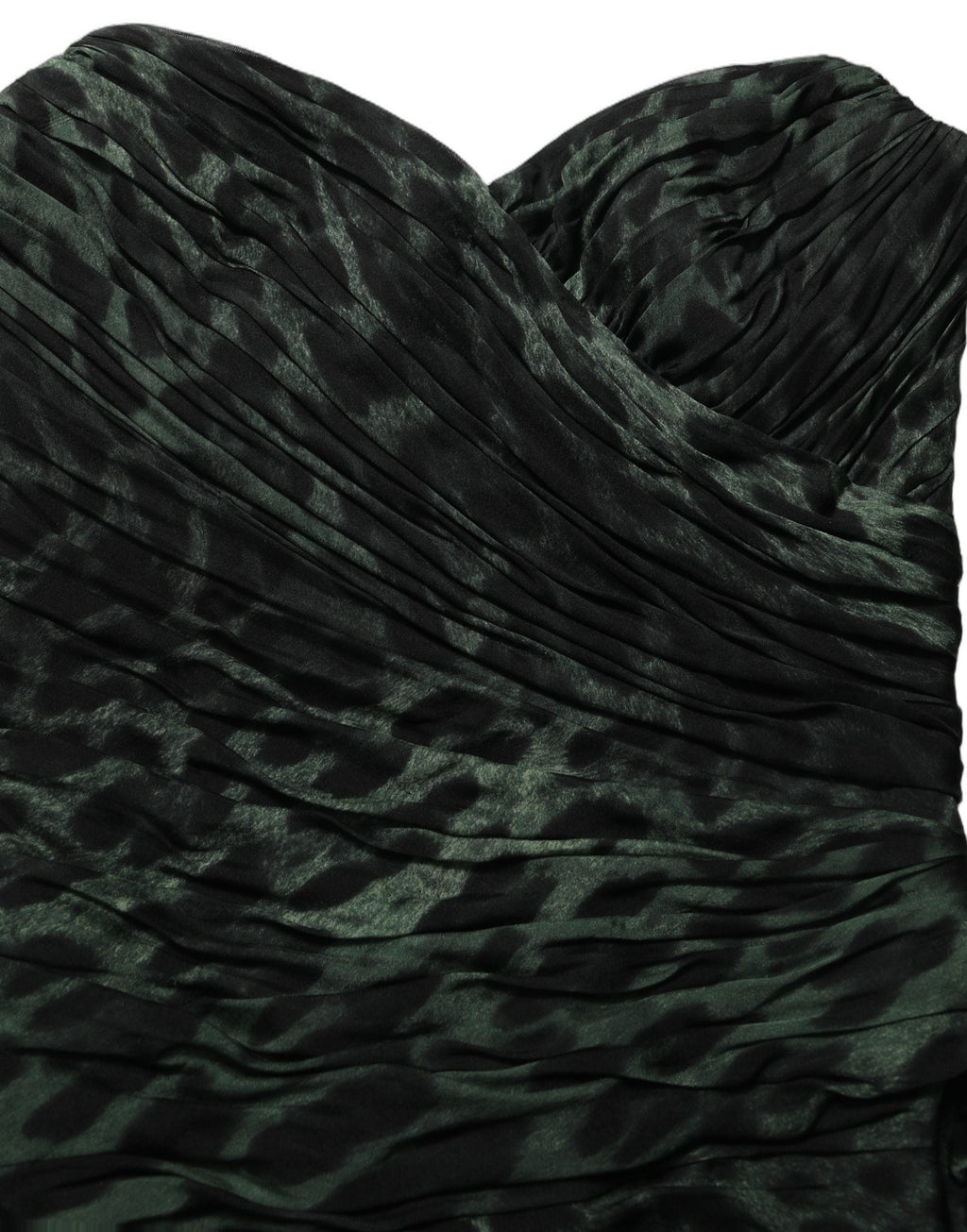 Dolce & Gabbana Green Leopard Print Bustier Draped Midi Dress