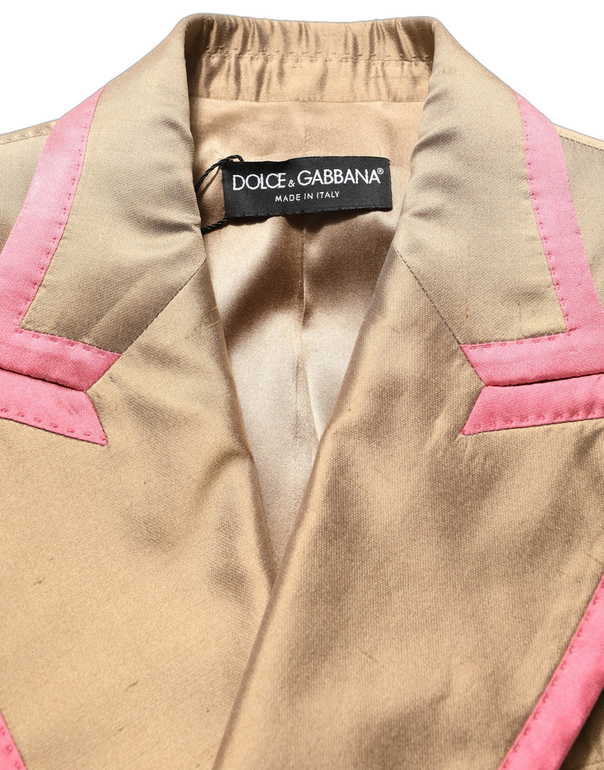 Dolce & Gabbana Gold Silk Double Breasted Coat Blazer Jacket