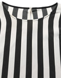 Dolce & Gabbana Black White Stripes Round Neck Blouse Top