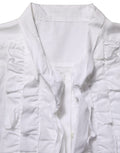 Dolce & Gabbana White Ruffled Bib Long Sleeves Blouse Top
