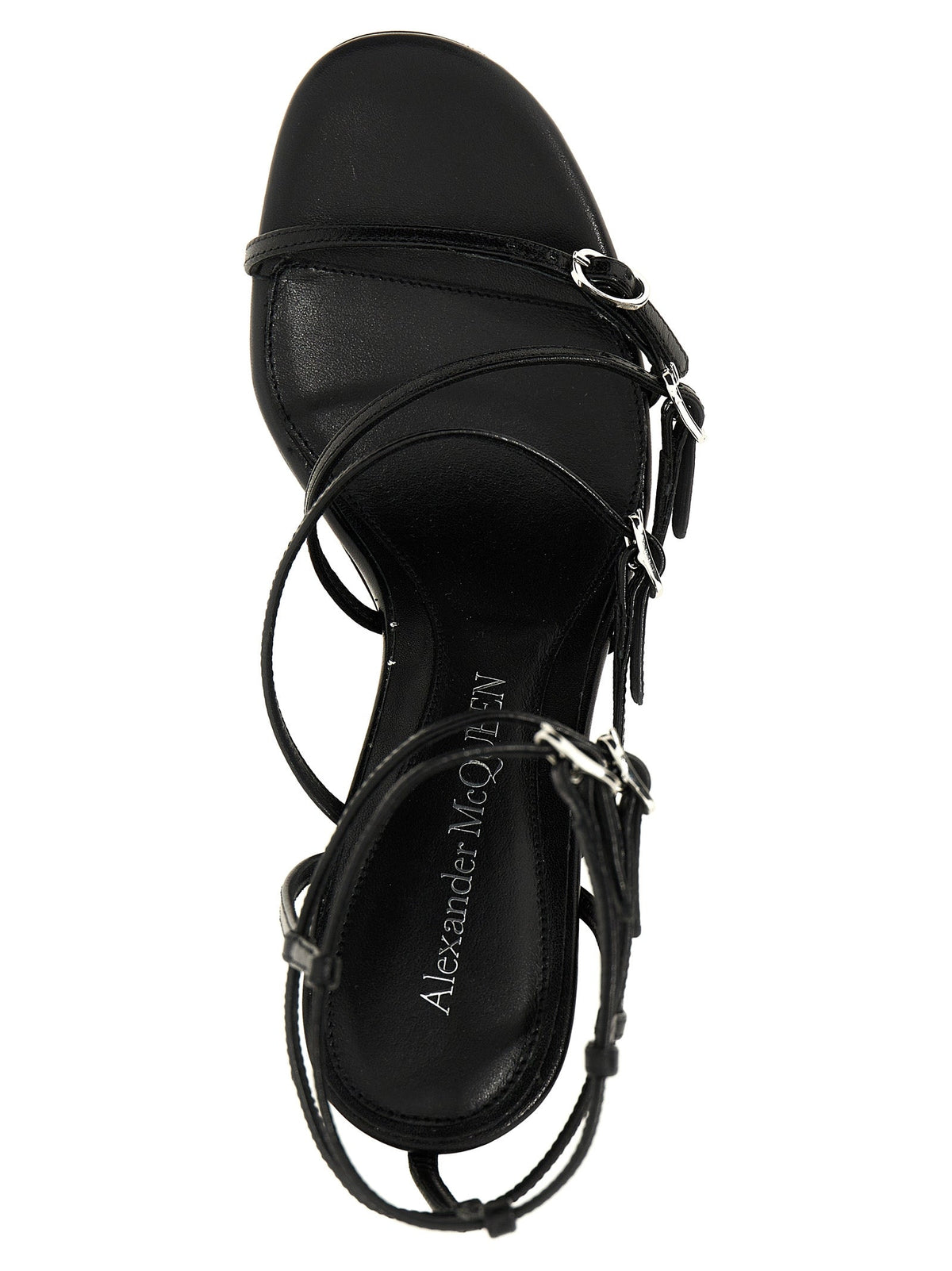 Alexander McQueen Black Lambskin Stiletto Heel Sandals