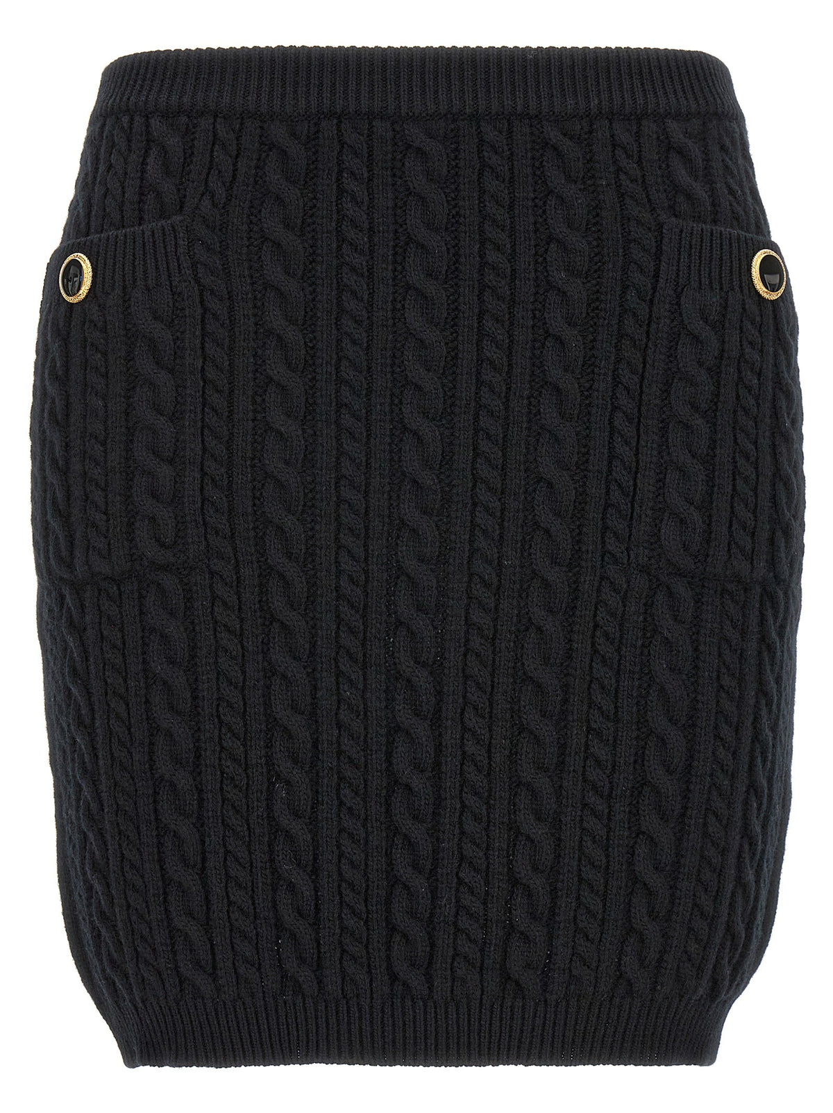 Alessandra Rich Black Wool Long Skirt