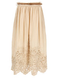 Zimmermann Beige Linen Midi Skirt
