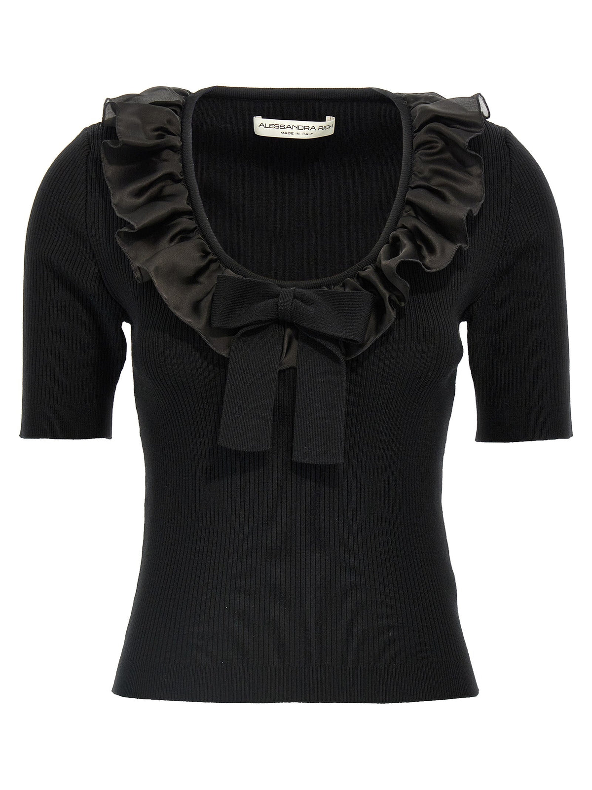 Alessandra Rich Black Wool T-Shirt