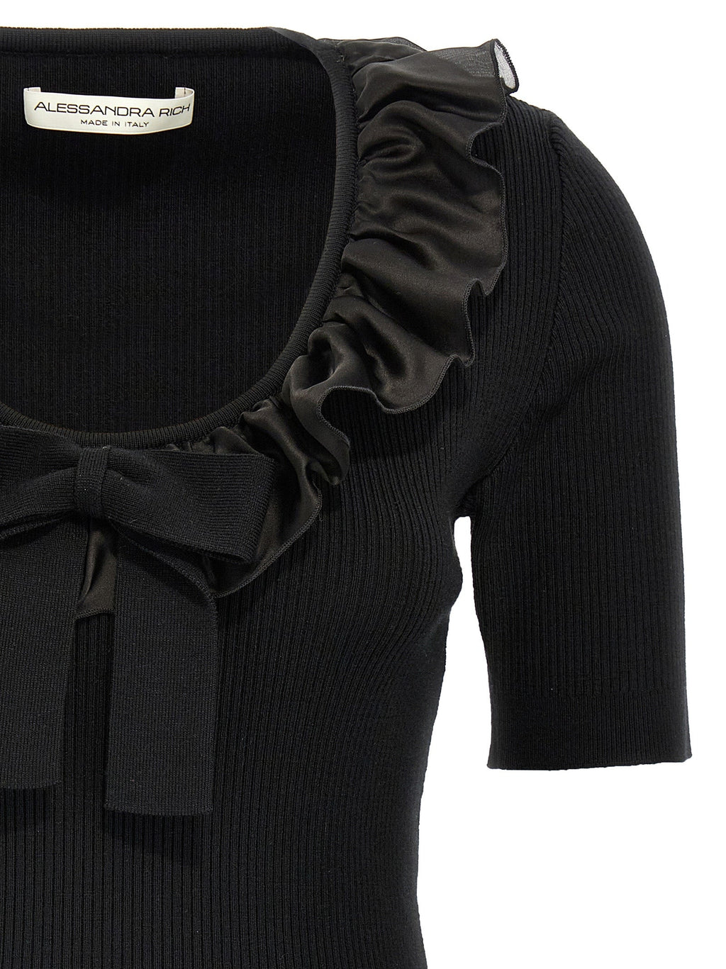 Alessandra Rich Black Wool T-Shirt