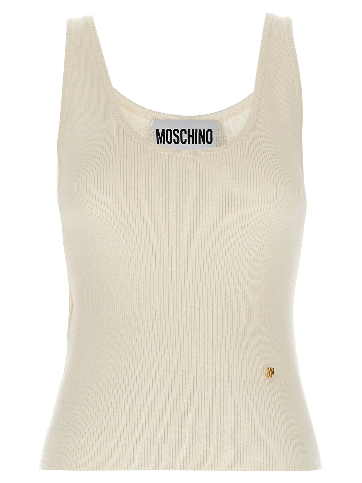 Moschino White Virgin Wool Sleeveles T-Shirt