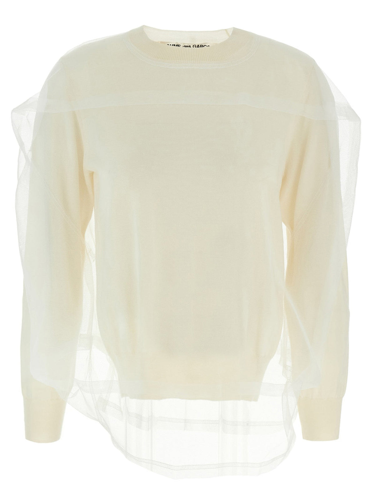 Comme Des Garçons White Wool Cardigan