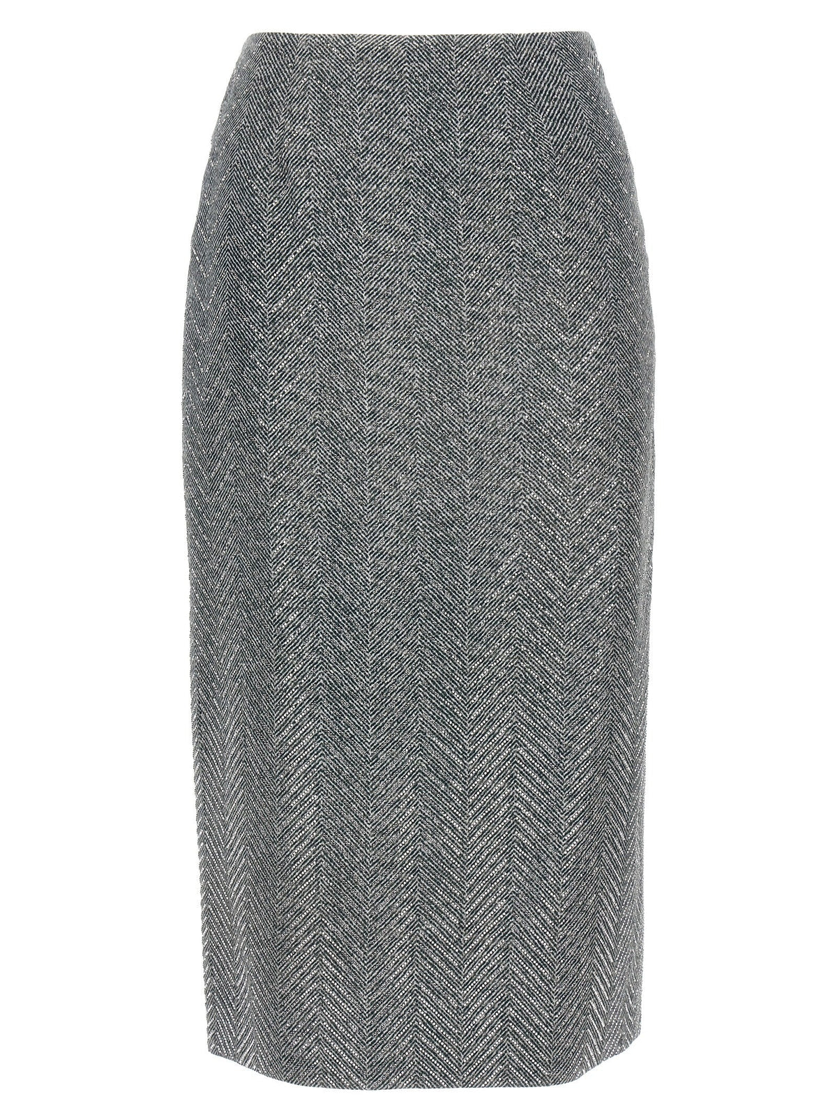 Ermanno Scervino Gray Silk Midi Skirt