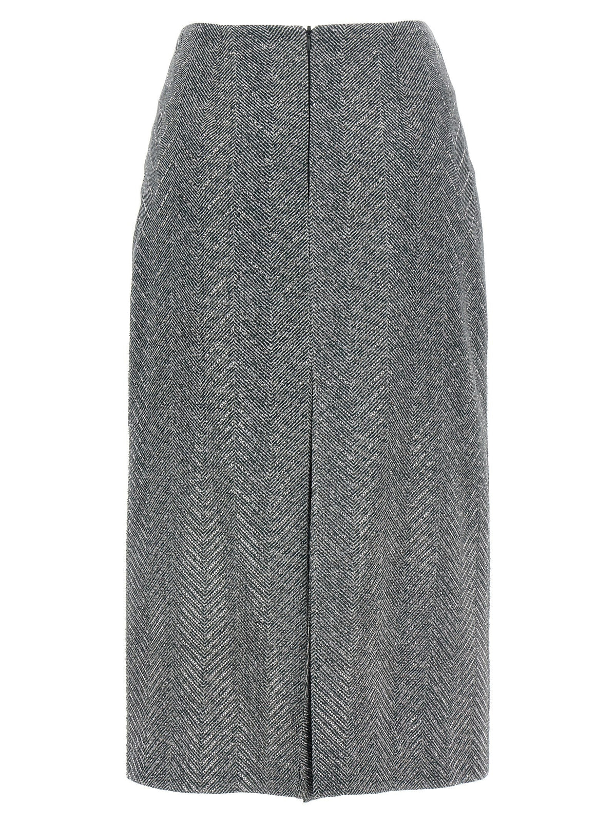 Ermanno Scervino Gray Silk Midi Skirt