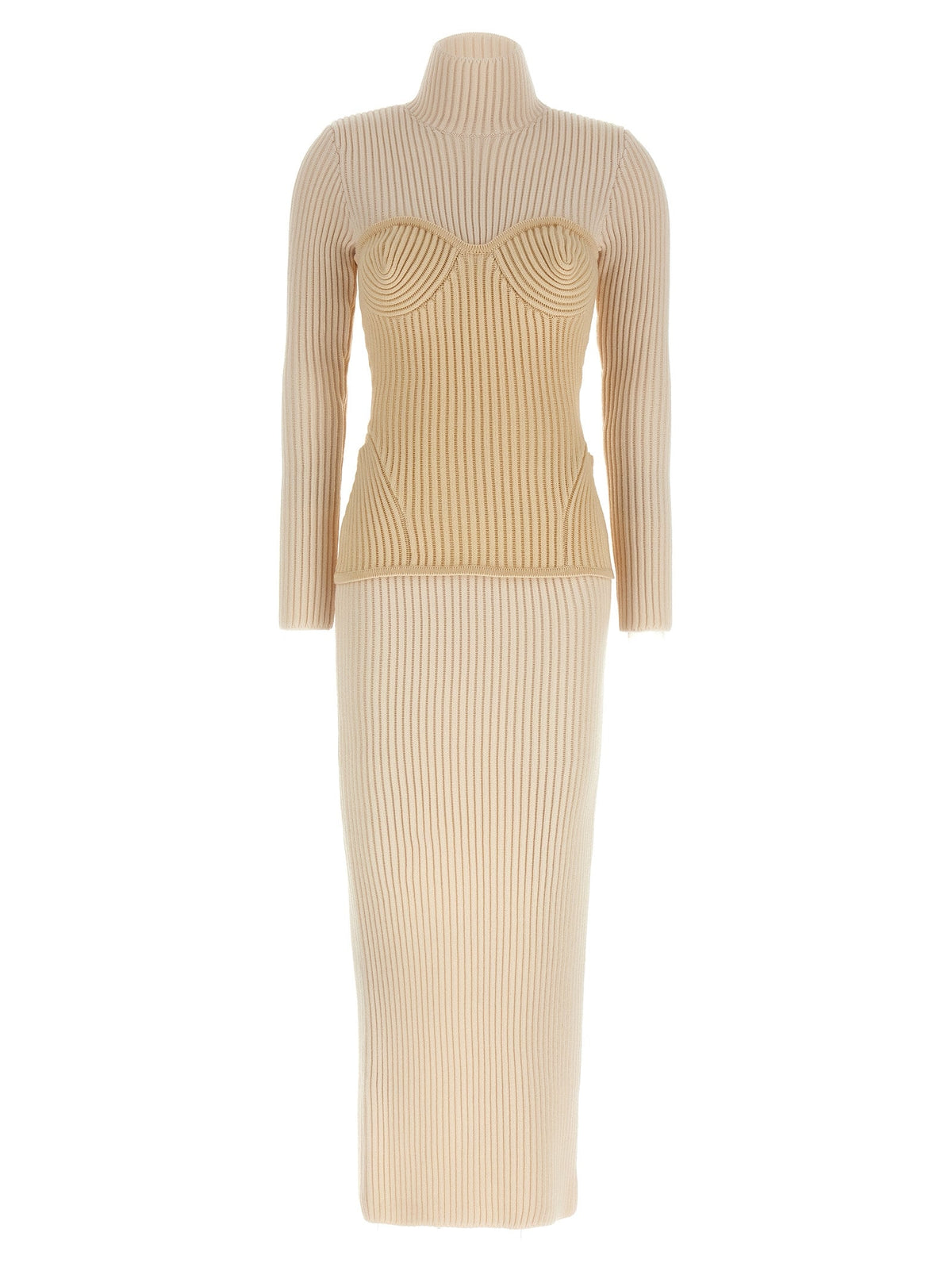 Jean Paul Gaultier Beige Merino Wool Long Dress