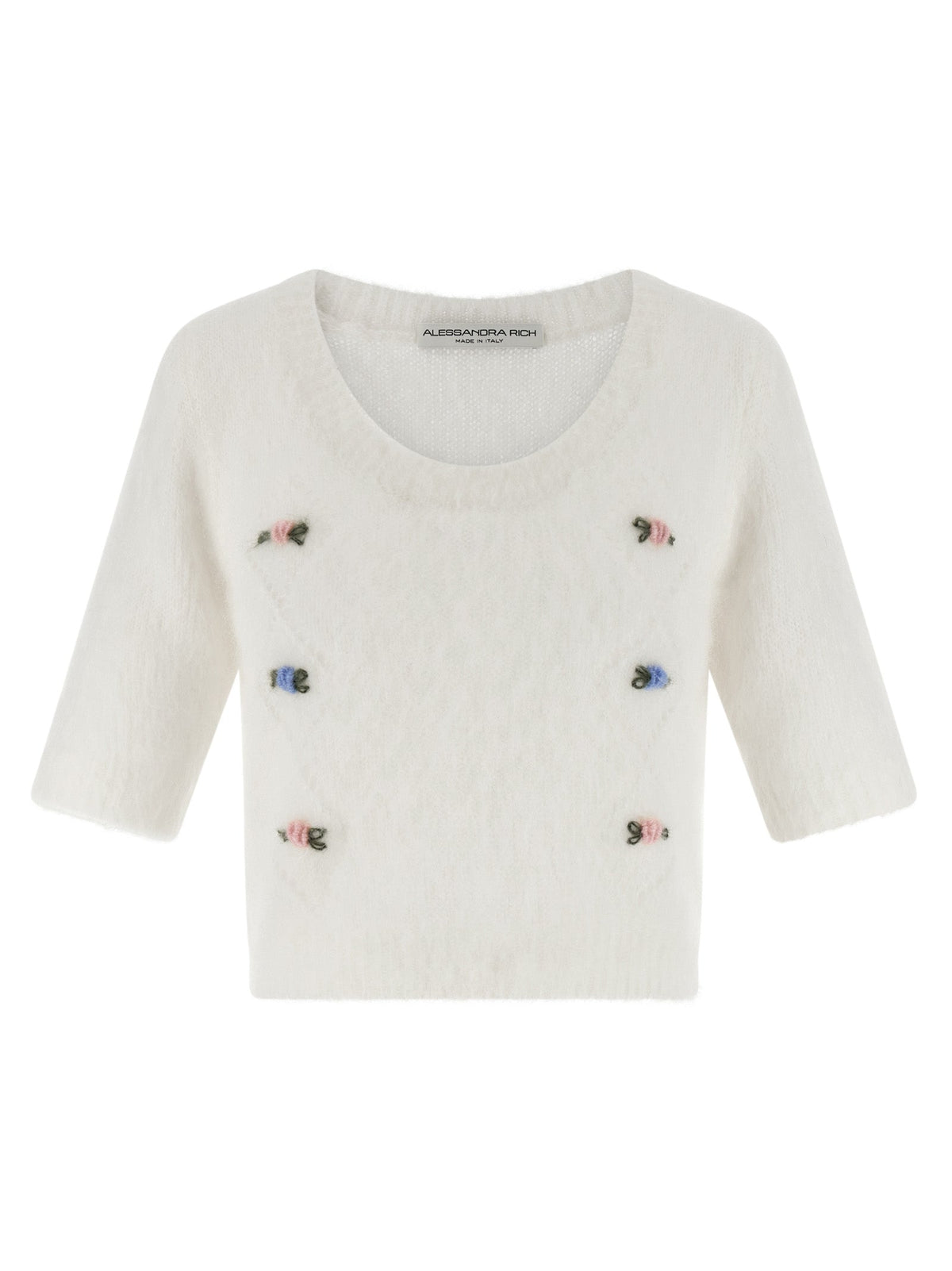 Alessandra Rich White Wool Cardigan